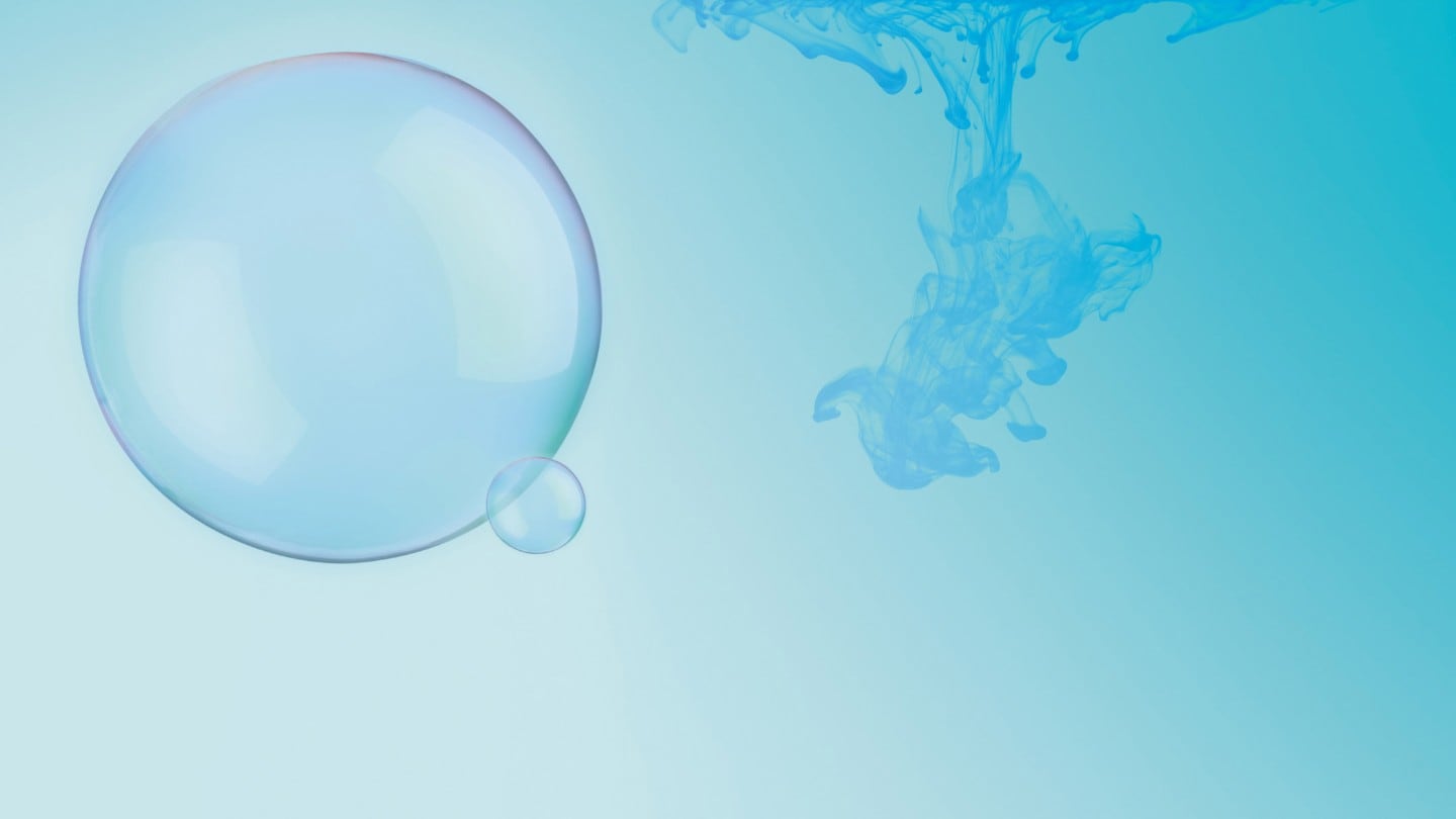 Illustrazione: bolla blu che simboleggia le emissioni ridotte