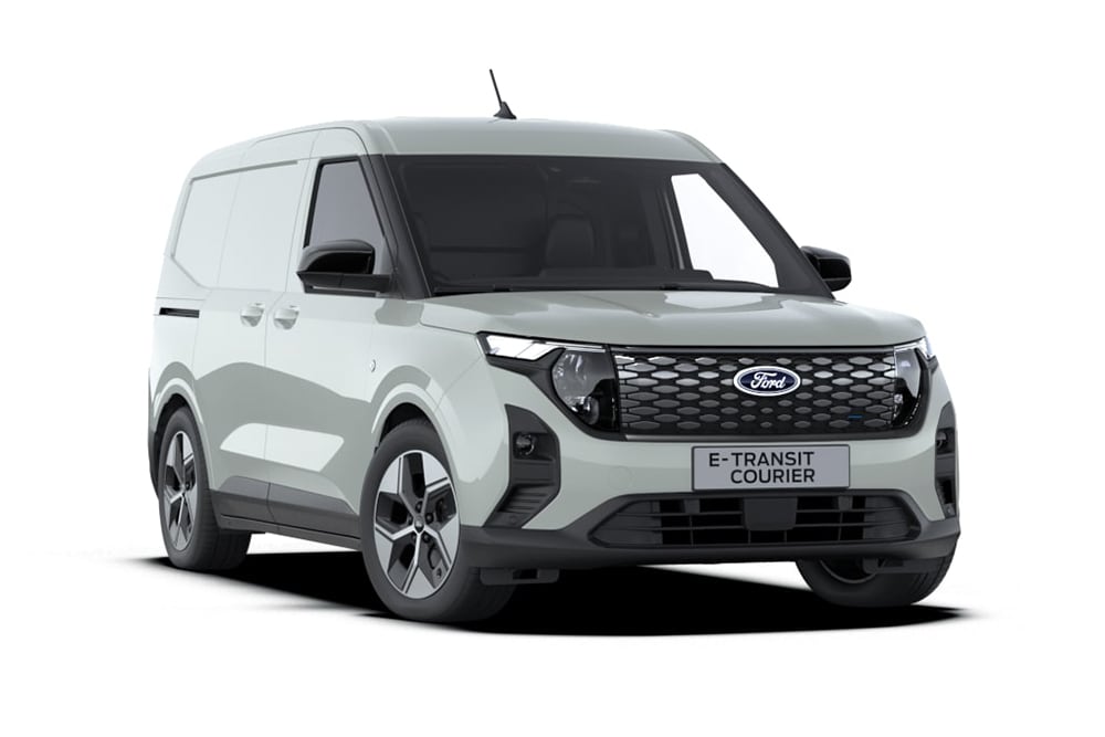 Vista frontale del nuovo E-Transit Courier.