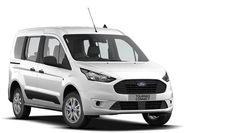 Ford Tourneo Connect bianco, vista da tre quarti anteriormente