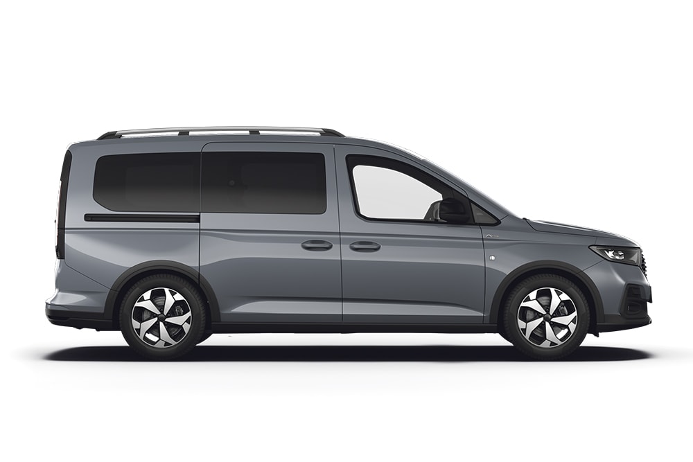 Un Ford Tourneo Connect grigio, facente parte della gamma Ford di monovolume e minibus