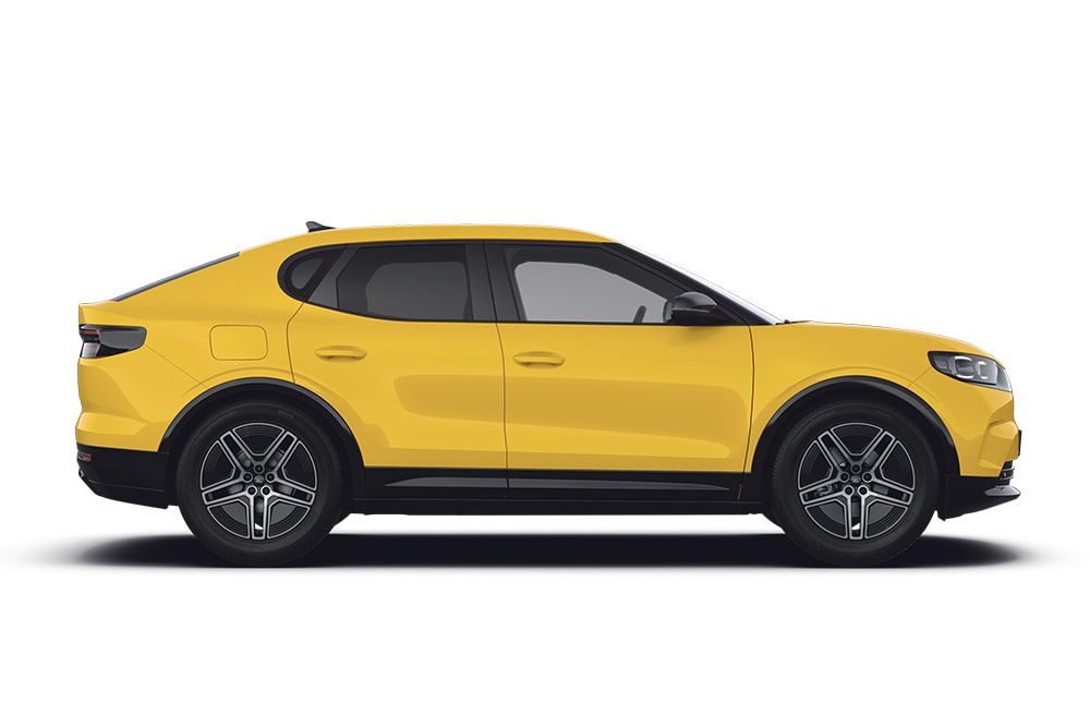 Una Ford Capri gialla, facente parte della gamma di SUV Ford.