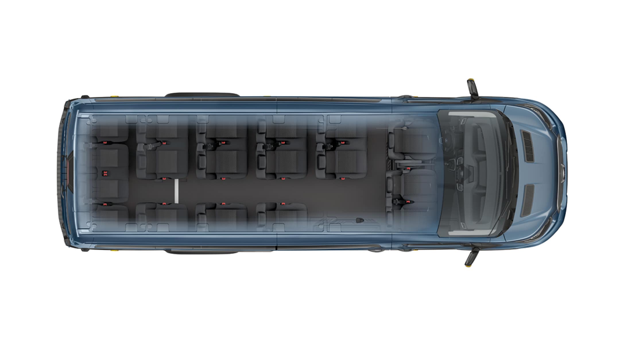 Aerial view looking down at the roof of the New Ford Transit Minibus