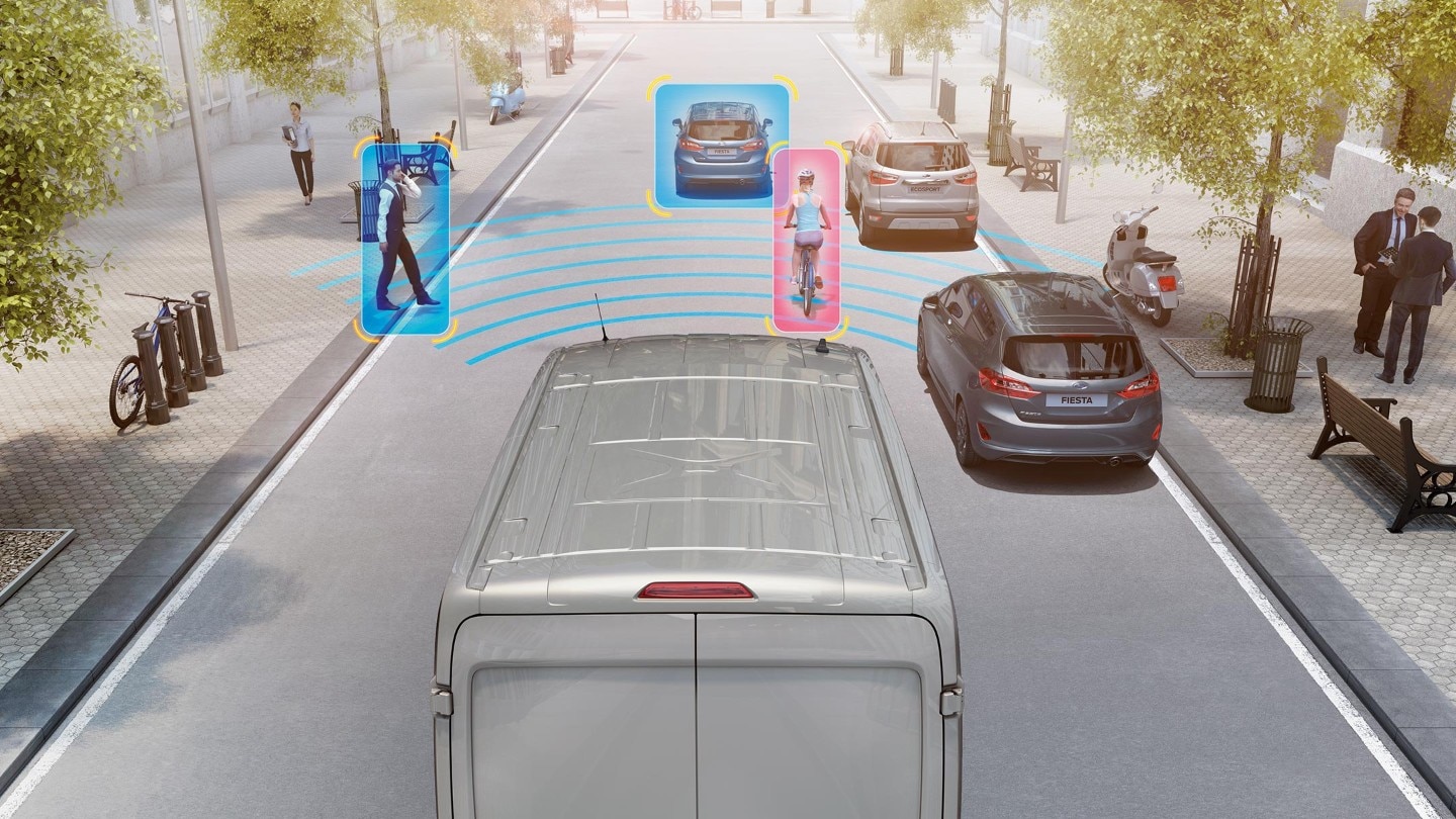 Ford Transit, illustrazione del Pre-Collision Assist