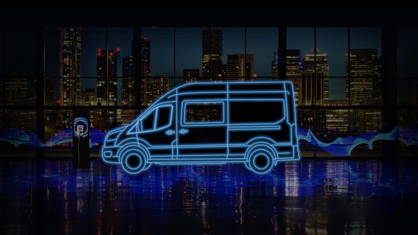 Illustrazione vista laterale Ford Transit doppia cabina