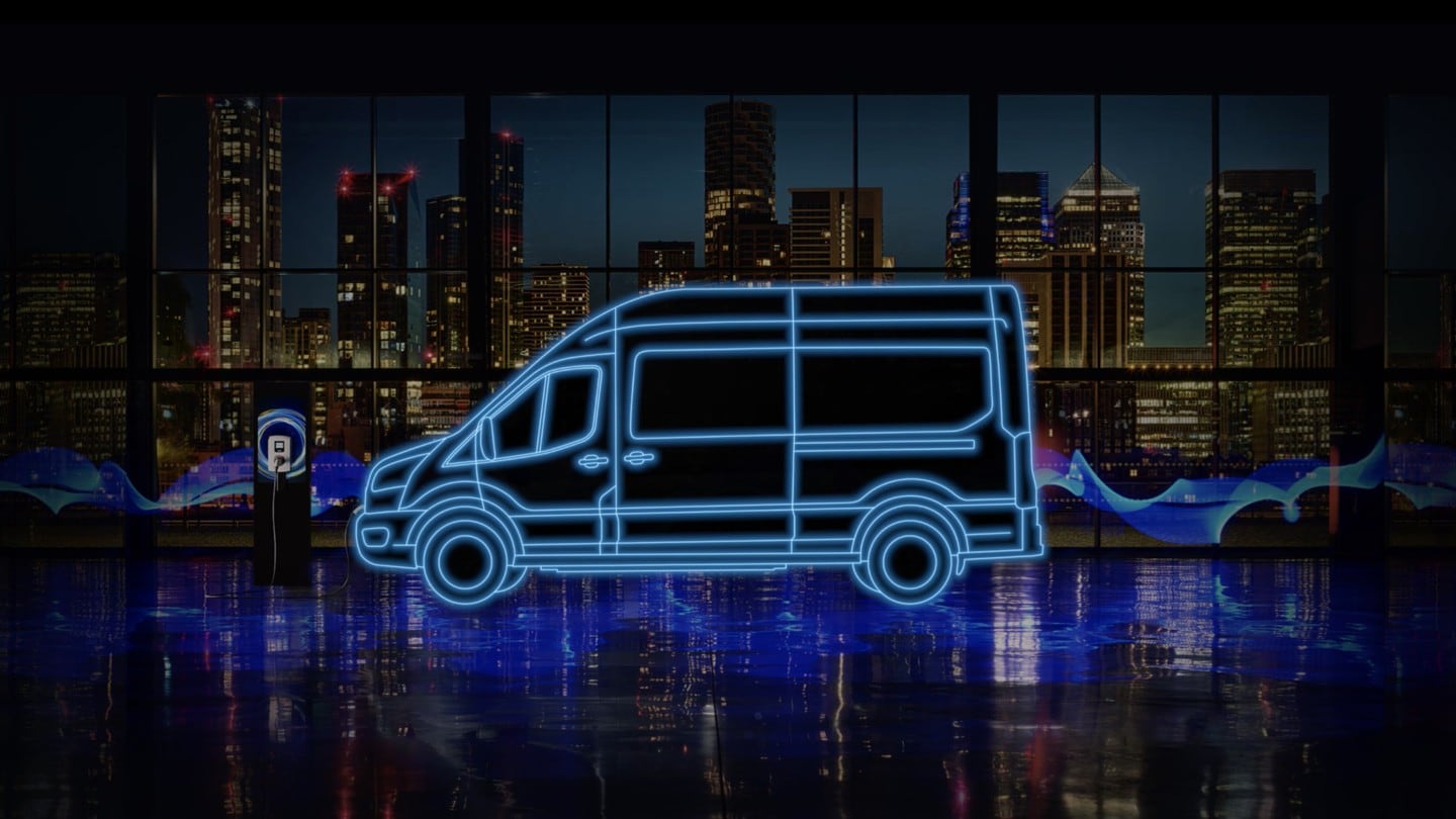 Illustrazione vista laterale Ford Transit furgone cabinato