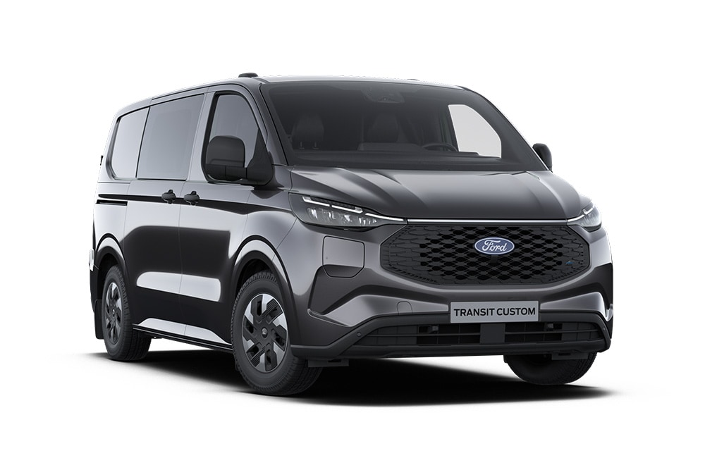 Ford Transit Custom Trend MultiCab grigio scuro, vista frontale.