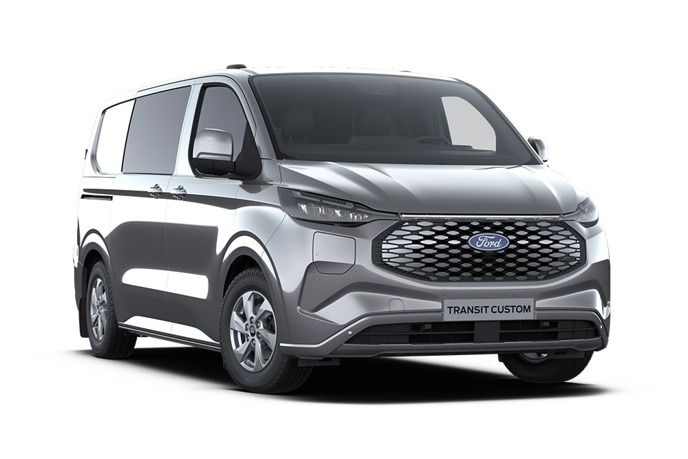 Ford Transit Custom Limited MultiCab grigio scuro, vista frontale.