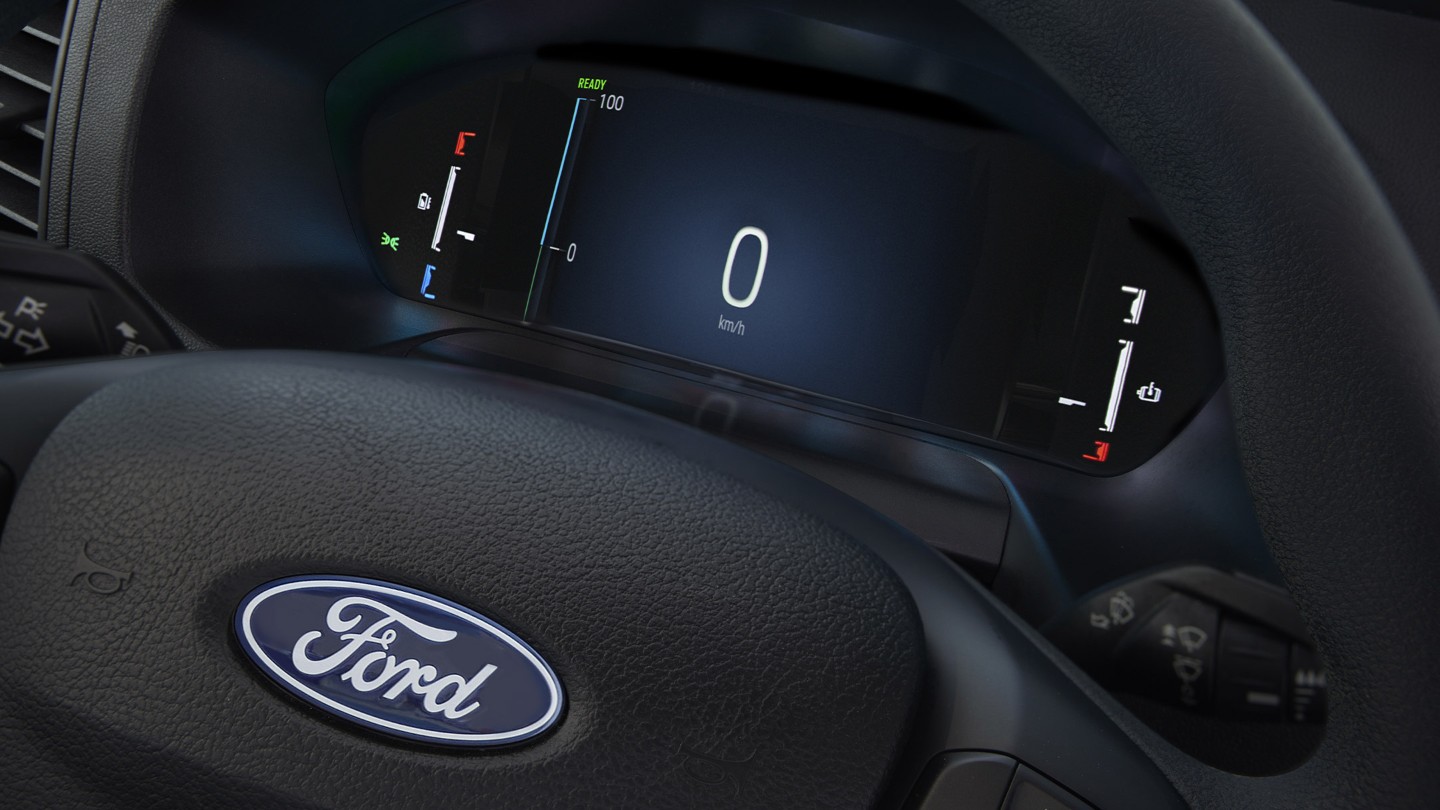 Particolare del computer di bordo sul Ford E-Transit
