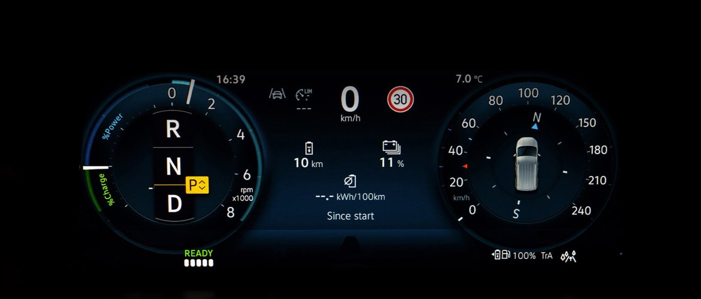 Schermo del quadro strumenti digitale del Ford Transit Connect.