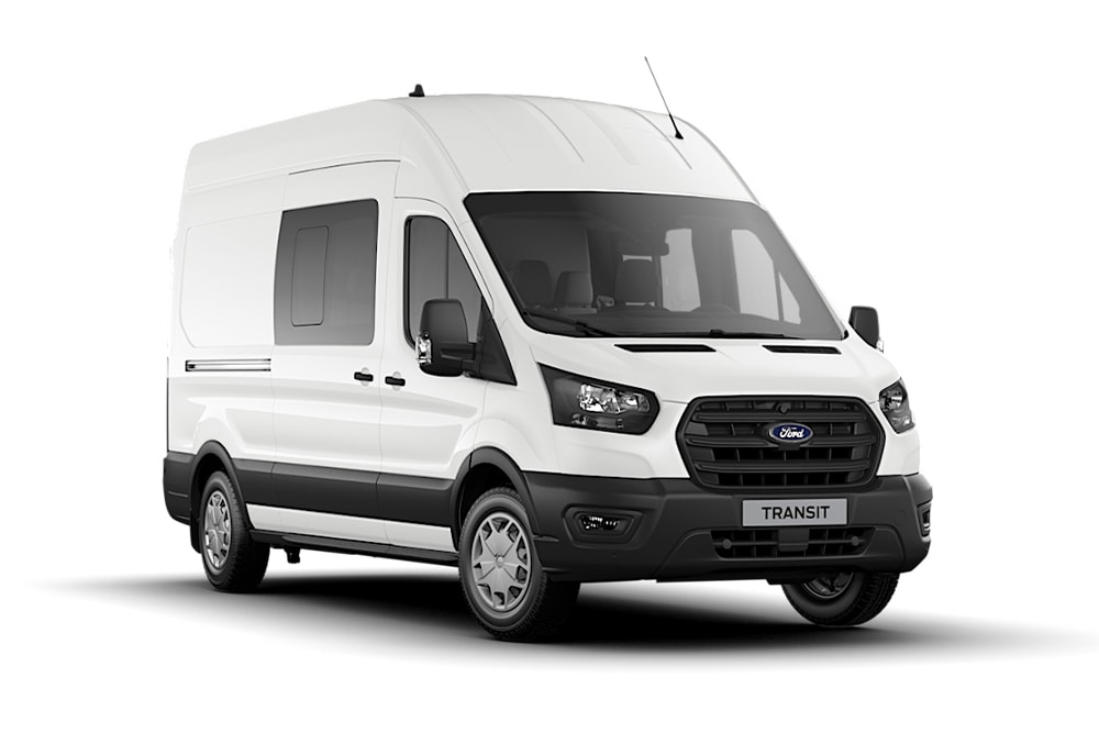 Ford Transit Van Double Cab bianco.