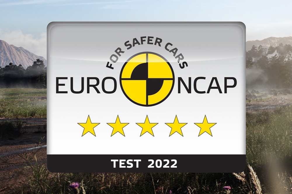 Distintivo di sicurezza Euro NCAP a 5 stelle per il Ford Ranger, testato nel 2022.