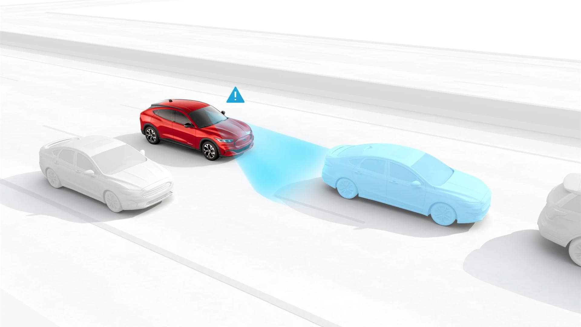 Grafica che illustra il Driver Alert System su un veicolo Ford.