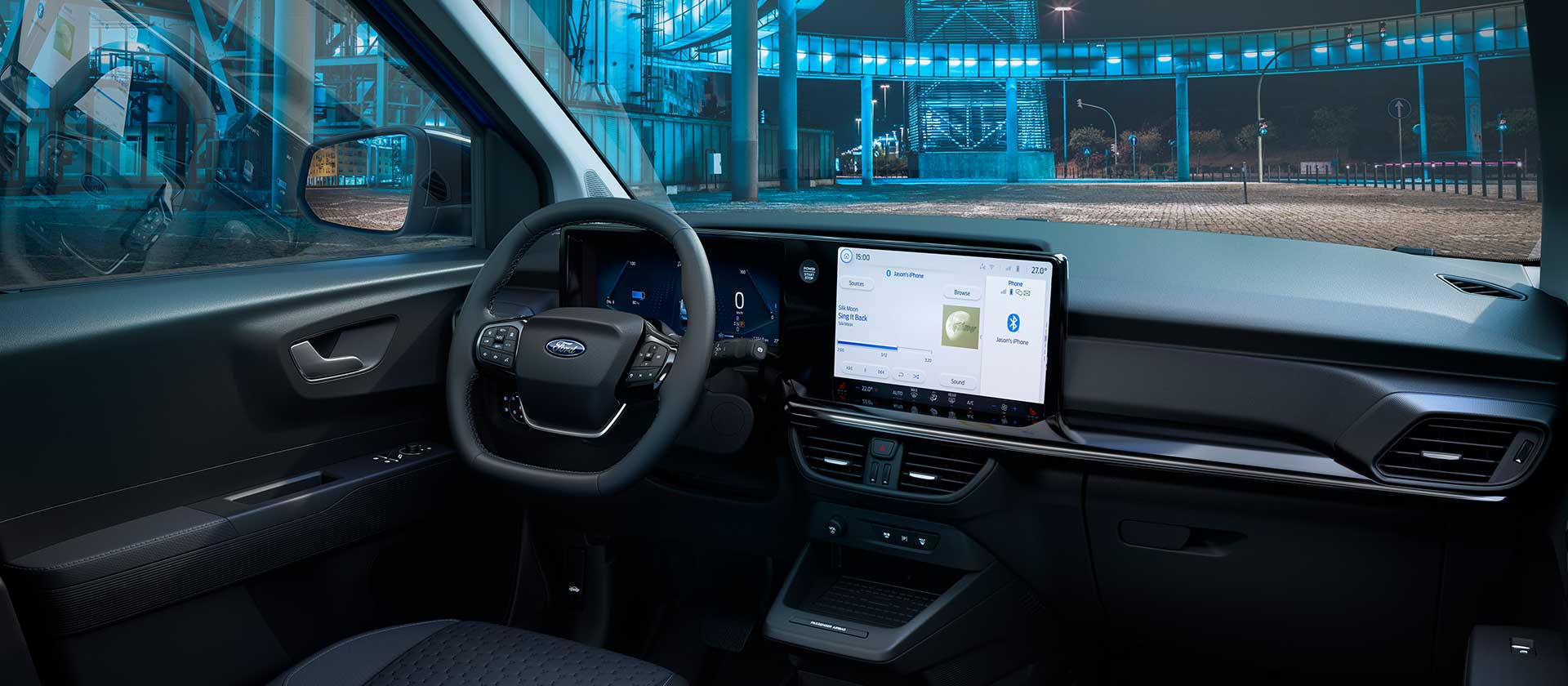 Ford E-Transit Courier – Vista interna notturna