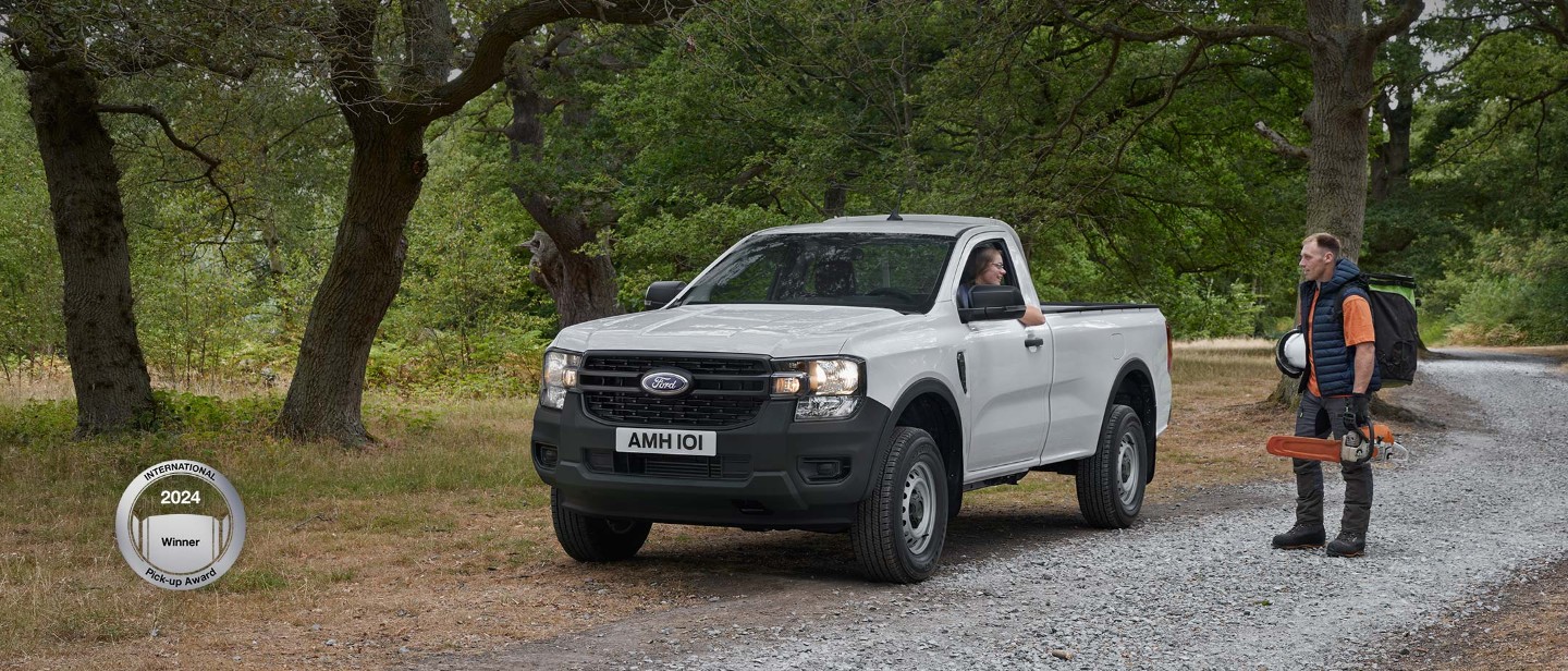 All-New Ranger Regular Cab parked on gravel road 3/4 front view