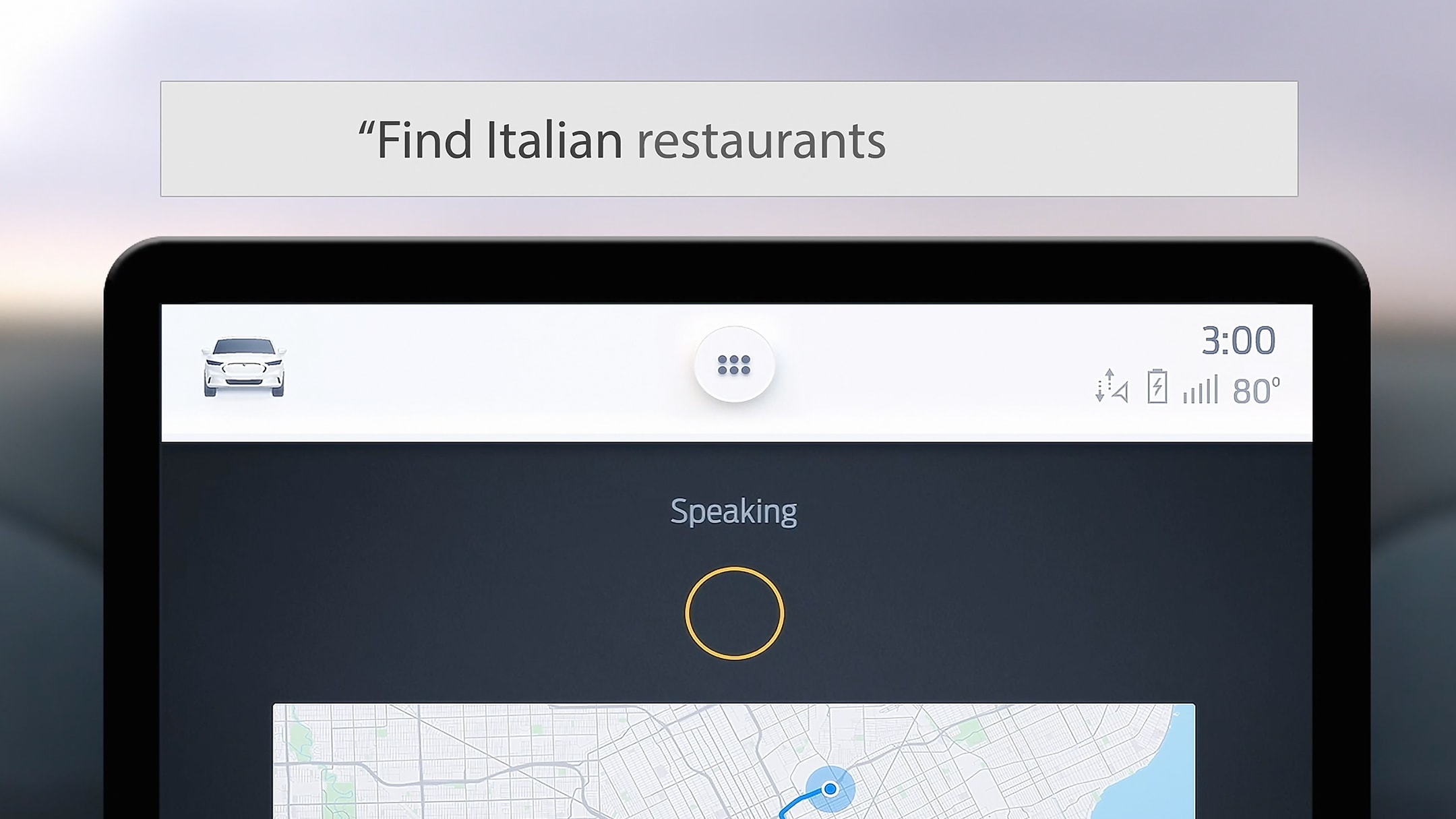 Visualizzazione della gestione priva di cavi sul touchscreen del Ford SYNC 4