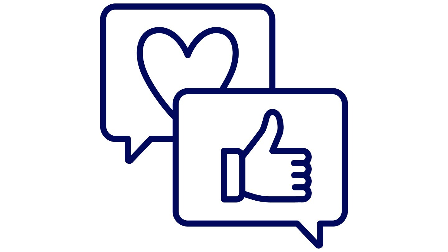 Raffigurazione di un cuore e un pollice alzato, con la scritta «Zero preoccupazioni»