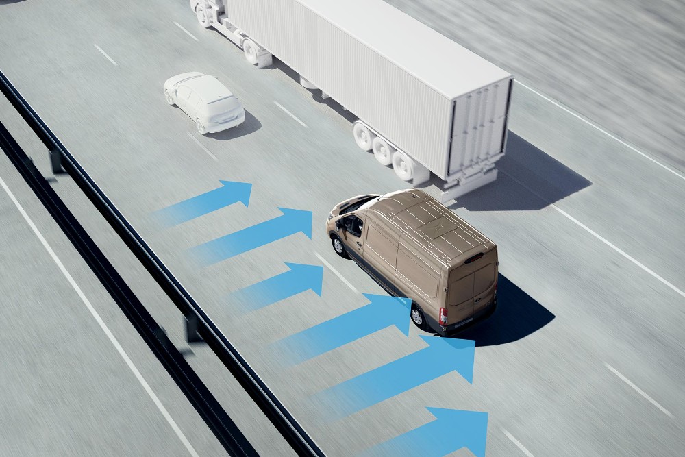 Ford Transit, illustrazione dell’assistente per vento laterale